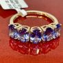 Gold 9K (375) Yellow Gold Premium Tanzanite 5 Stone Ring 4.00 Ct. Image 5