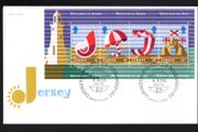 1975 Jersey: Jersey Tourism Commemorate Stamp Miniature Sheet First Day Cover (FDC) with Arphila 75 in Paris, France exhibition cancel