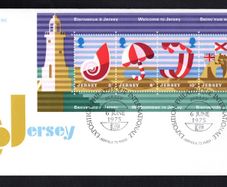 1975 Jersey: Jersey Tourism Commemorate Stamp Miniature Sheet First Day Cover (FDC) with Arphila 75 in Paris, France exhibition cancel