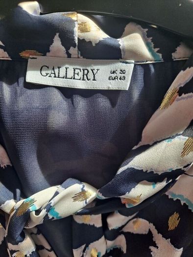 Gallery navy/gold print dress size UK 20