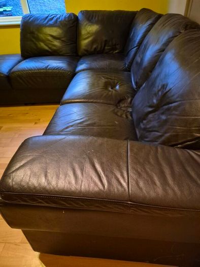 Brown leather corner couch