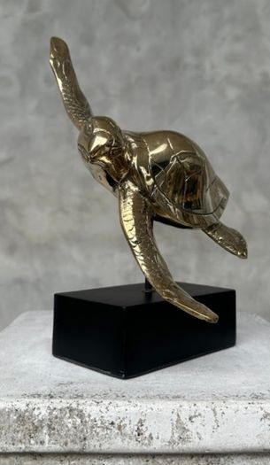 Turtle - Polished Bronze, Metal Stand