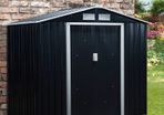 NEW SALE | 7ft x 4ft Lockable Garden Shed Large Patio Roofed Tool Metal Storage Building Foundation Sheds Box Outdoor Furniture, Dark Grey