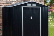 NEW SALE | 7ft x 4ft Lockable Garden Shed Large Patio Roofed Tool Metal Storage Building Foundation Sheds Box Outdoor Furniture, Dark Grey