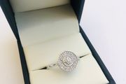 Brand New 9ct White Gold Diamond Target Cluster Ring