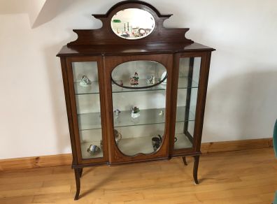 Antique  mahogany inlay display cabinet