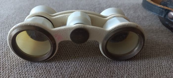 vintage Binoculars with leather case made in Russia