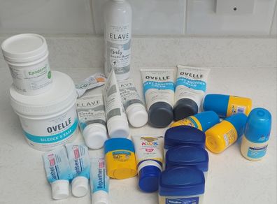Mix of baby creams, nappies cream and suncream