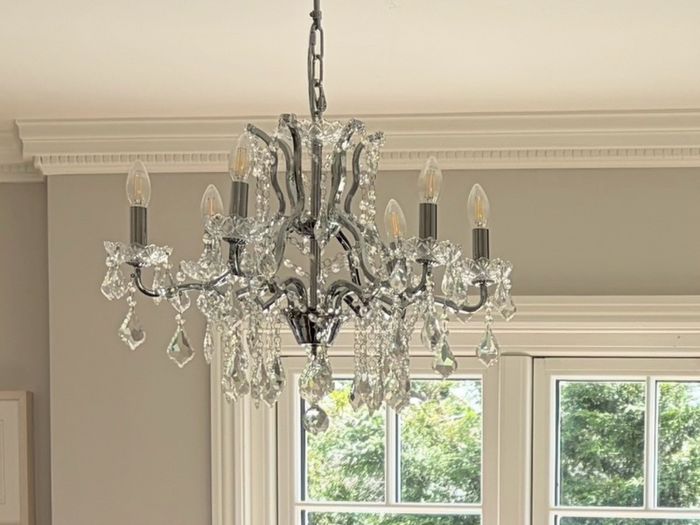 Large 6-Arm Crystal Chandelier