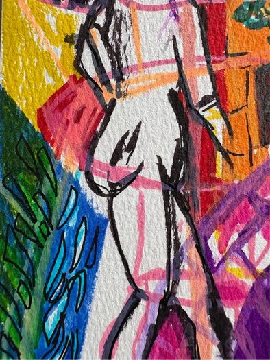 Original Art  Figurative Art Fauvist original Drawing