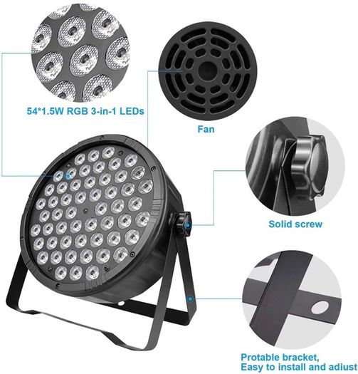 Stage Lights Strobe Lights LED Par Lights 54  1.5w RGB 3 in 1 DMX512 Lightweight Disco Light DJ Light for Party Wedding Club Bars Show (FREE POSTAGE)