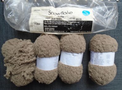 Sirdar Snuggly snowflake chunky, Teddy, 3 x 25g balls, Knitting,craft supplies