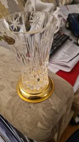 Irish Killarney Hand Cut Crystal Glass Vase With 24ct Gold Finish. In Mint Condition.