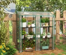 46 x 143cm Mini Lean-To Greenhouse, with Three Inner Shelves