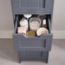 _Bathroom cabinet, narrow wooden bathroom cabinet with 4 drawers, 30 x 30 x 82 cm, living room, bedroom, hallway, deep, free-standing, space-saving, gray Image 5