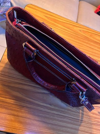 Oxblood Ostrich Leather Bag