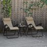 NEW SALE | 3pcs Folding Zero Gravity Chairs Sun Lounger Table Set w/ Cup Holders Reclining Garden Yard Pool, Beige Image 6
