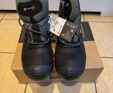 Steel toe safety boots.