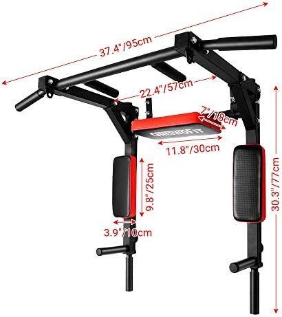 Multifunctional Wall Mounted Pull Up Bar/Chin Up bar, Dip Station for Indoor Home Gym Workout, Power Tower Set Training Equipment Fitness Dip Stand Supports to 440 Lbs