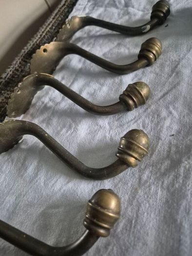 Brass Coathooks Vintage Antique brass set of 5 original coathooks