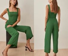 Reformation Alva Viscose Crepe Jumpsuit Kelly Green (Size US 4 UK 8 EU 36)