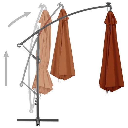 Cantilever Umbrella with LED Lights Terracotta 350 cm