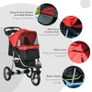 One-click Folding Pet Stroller Dog/Cat Travel Carriage with Adjustable Canopy, Cupholder, Storage Basket, Red Image 3