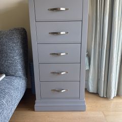 EZ Living Premium 5-Drawer Tallboy Chest (Sleek Grey, Modern Design)