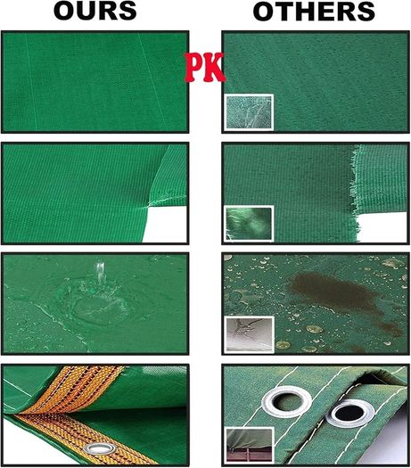 Tarpaulin Waterproof Heavy Duty 420g/m 100% Waterproof Tarps Multi-Purpose Cover for Kennels Chicken Coops Fishpond Hay Log Pile Roof Trailer Outdoor Furniture Ground Sheet 1.5 x 2M