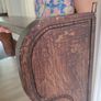 Antique Oak Wall Shelf with Brass Hooks Irish Made Image 8