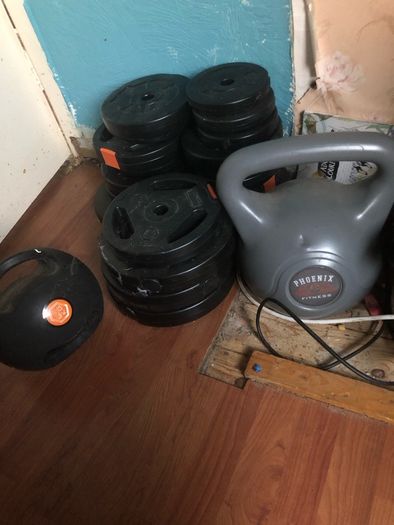 weights and kettle bell .