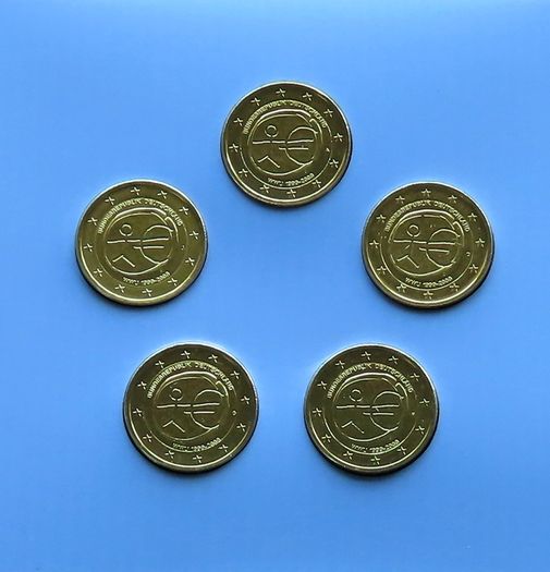 Stickman 2009 Emu 2 euro | complete German mints set | UNC 24 karat Gold plated