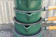 Vintage cast iron Le Creucet style saucepan set X4