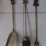 Antique French fireplace set 1950s features handles with various figures with animal finials Image 9