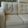 Two-seater cream leather sofa Image 3