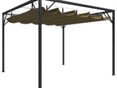 Garden Gazebo with Retractable Roof Taupe