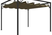 Garden Gazebo with Retractable Roof Taupe