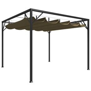 Garden Gazebo with Retractable Roof Taupe