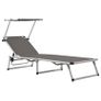 Folding Sun Loungers with Roof 2 pcs Aluminium&Textilene Grey Image 4