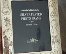 Silver-plated "Christening Day" photo frame.