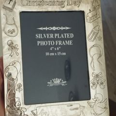 Silver-plated "Christening Day" photo frame.