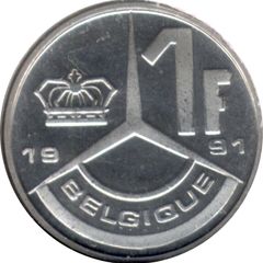 Belgium 1 Franc,1990