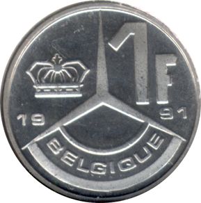 Belgium 1 Franc,1990