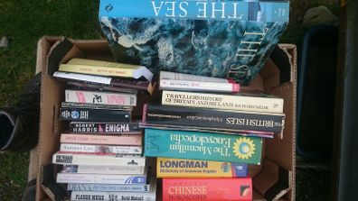 3 boxes of books