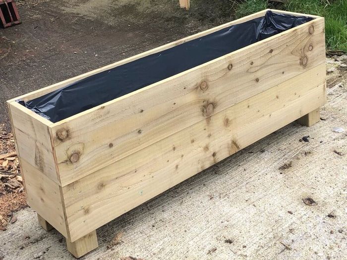 Handmade wooden picnic benches