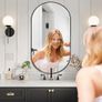 Black Bathroom Vanity Mirror for Wall, 55x75 cm Metal Framed Wall Mirror Oval, Decorative Mirror for Bedroom Living Room Entryway Horizontally or Vertically Image 4