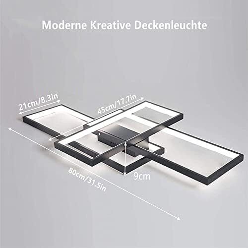 LED Ceiling Light, 45W Modern Dimmable Ceiling Lighting, Square Ceiling Lamp with Remote Control for Living Room Dining Room Bedroom, 2700-6500K Close to Ceiling Light Fixture (Black, 80CM)