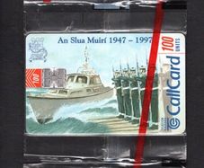 1997 Ireland 100 unit 50th Anniversary (1947-1997) of An Slua Muiri (Schlumberger SC7) Call Card Mint strip of 3 in packaging.