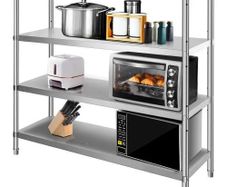 Storage Shelf, 4-Tier Stainless Steel Shelving, Storage Shelving Unit, 70.9 x 17.7 x 59.1 Inch Heavy Duty Storage Rack Shelving, 1320 Lbs Total Capacity