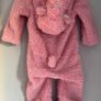 Blue zoo dusky pink Pram suit with cute ears on hood & tail Sz 3-6 mths EUC Image 2